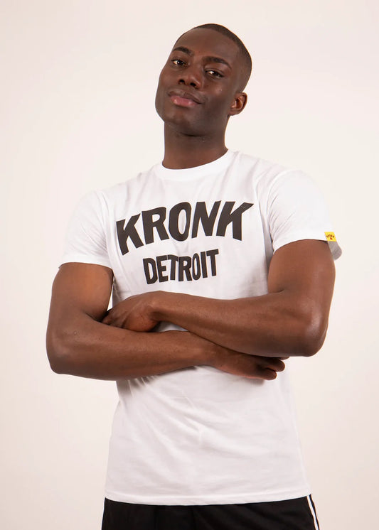 KRONK Detroit T Shirt White with Black Logo - MJ's Menswear Derry
