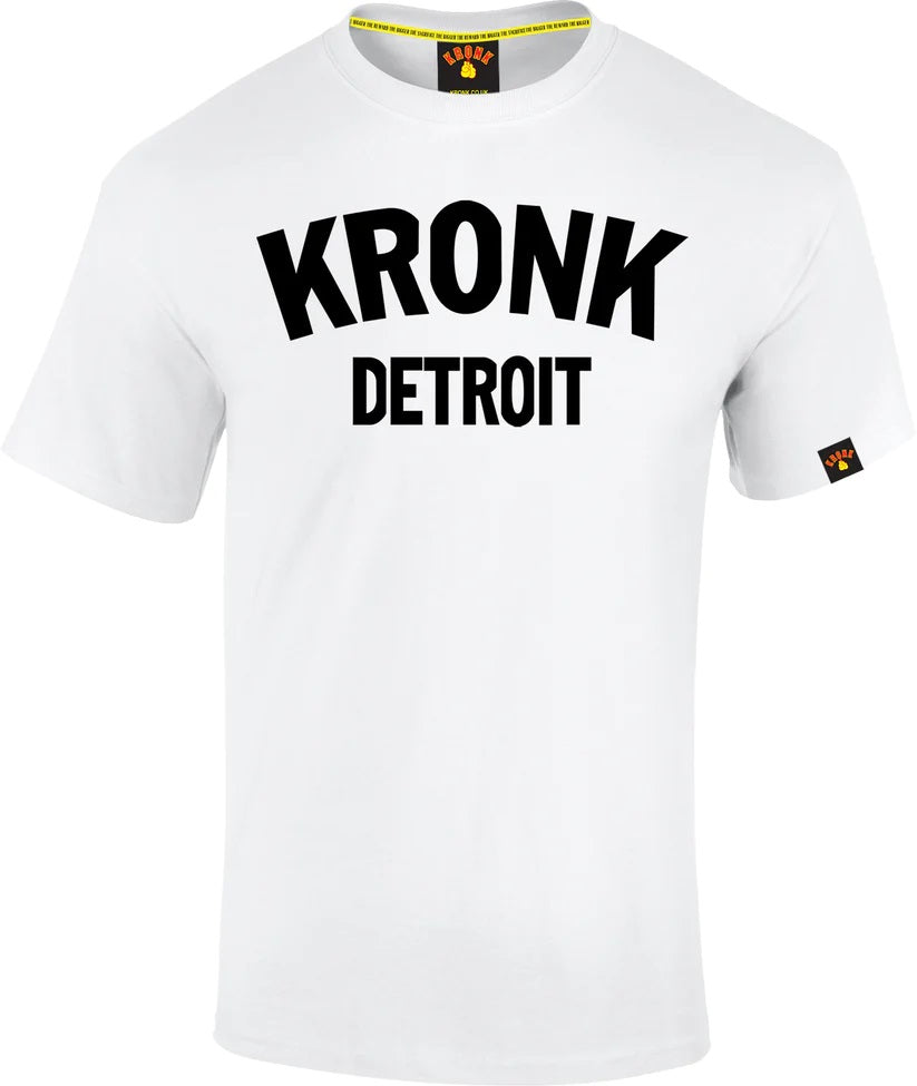 KRONK Detroit T Shirt White with Black Logo - MJ's Menswear Derry