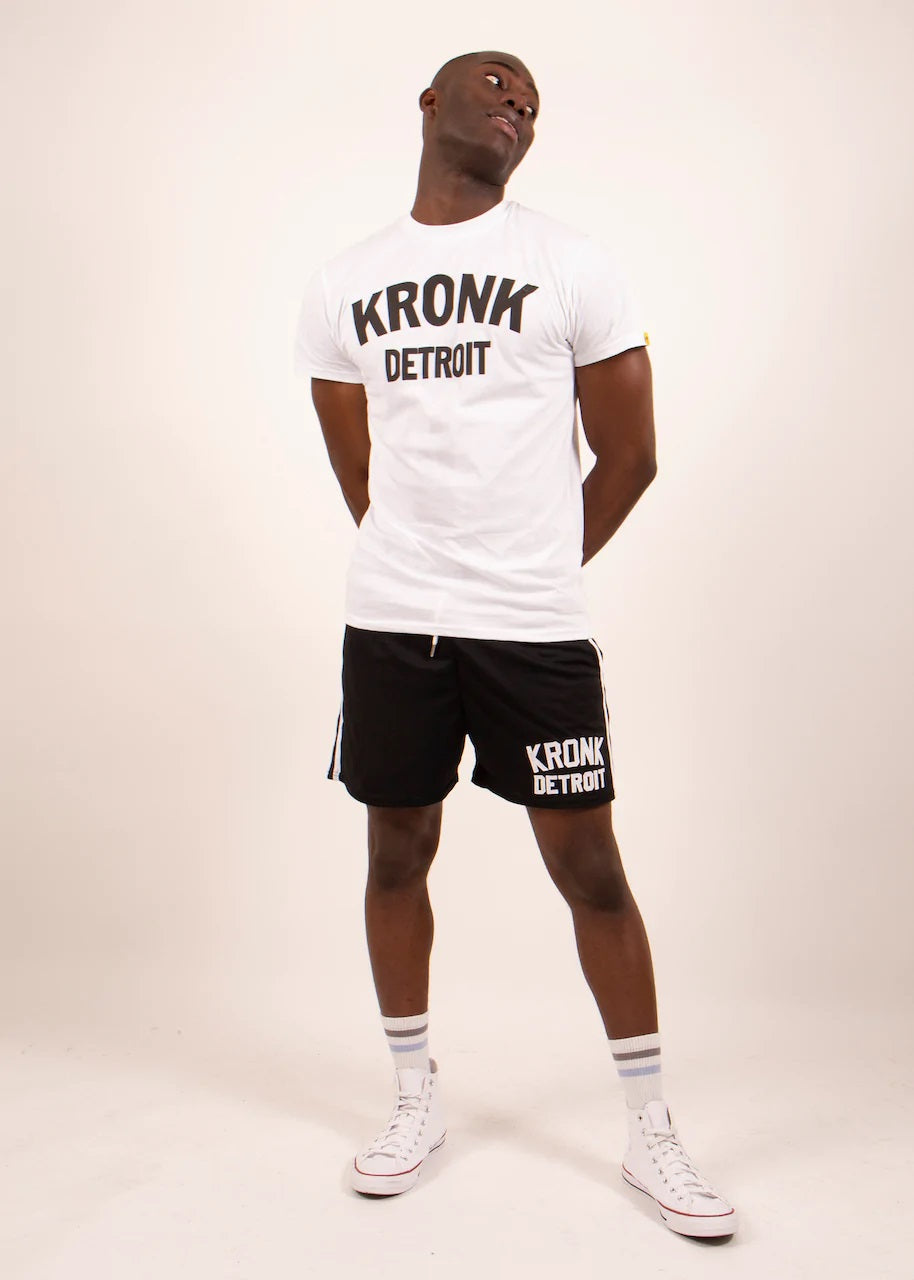 KRONK Detroit T Shirt White with Black Logo - MJ's Menswear Derry