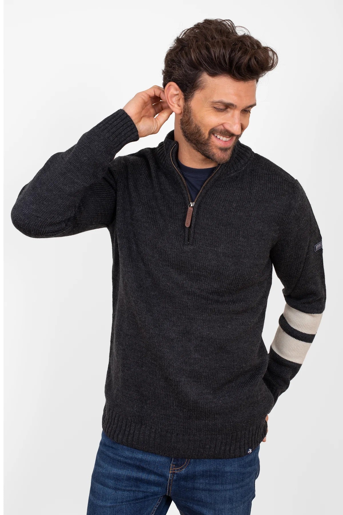 Grey Quarter Zip Jumper - MJ's Menswear Derry
