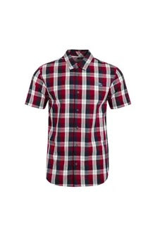 Judd Short Sleeve 100% Cotton Check Dusty Garnet