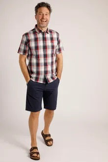 Judd Short Sleeve 100% Cotton Check Dusty Navy