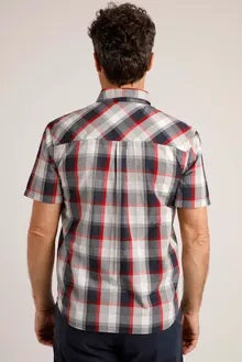 Judd Short Sleeve 100% Cotton Check Dusty Navy