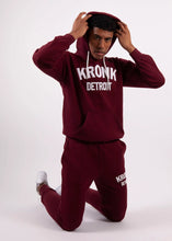 Load image into Gallery viewer, KRONK Detroit Applique Hoodie Regular Fit Maroon with White logo
