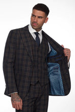 Load image into Gallery viewer, Otis Navy &amp; Brown Check 3 Piece Suit
