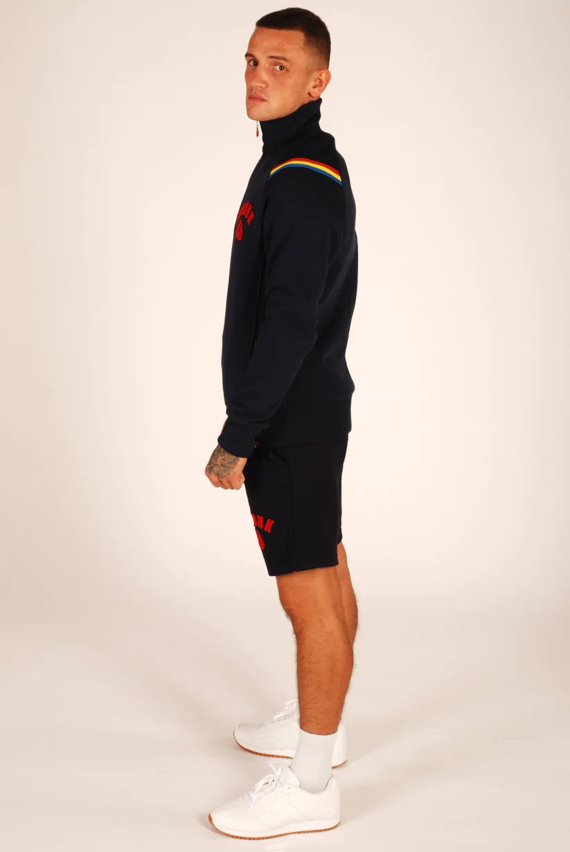 KRONK One Colour Gloves Quarter Zip Track Top Sweatshirt Navy - MJ's Menswear Derry