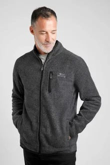 Rossten eco full zip grid fleece washed black