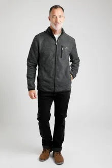 Rossten eco full zip grid fleece washed black