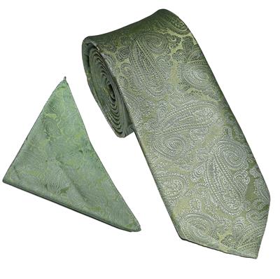 Boys Sage Green Tie & Hanky Set