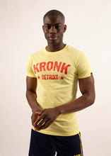 Load image into Gallery viewer, KRONK Detroit Stars Slimfit T Shirt Vintage Yellow with Red print
